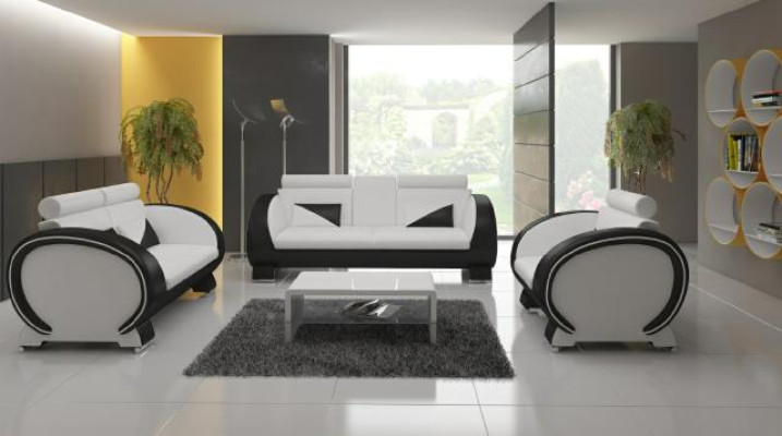 DIVANO IN PELLE CON USB, DIVANO DESIGN 3 POSTI + 1, DIVANO IMBOTTITO SET DA SALOTTO.