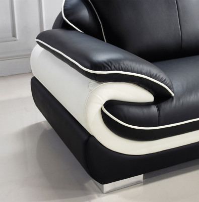 Set di divani in pelle per divano composto da divano, poltrona e divano a due e tre posti, modello T777.