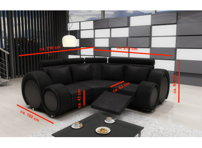 DIVANO IN TESSUTO SOGGIORNO RILIEVO FUNZIONE RELAX DIVANO ANGOLO SU MISURA USB