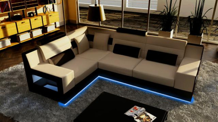 Soggiorno divano + USB, angolo imbottito divano angolare set tessile in pelle divani