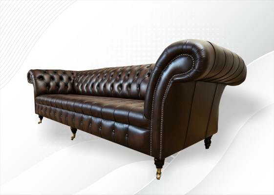 Divano XXL grande Chesterfield 265 cm decorativo in pelle a 4 posti