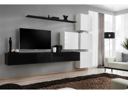 Design parete attrezzata sideboard 2x pensile rtv mobile tv 7 pezzi set arredamento