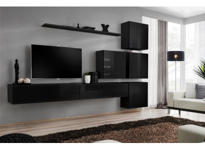Set soggiorno mensola pensile credenza pareti attrezzate armadio a muro completo 7 pezzi. Nuovo.