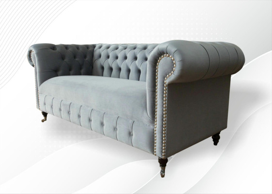 Divano Chesterfield in tessuto imbottito in pelle e tessuto, divano set decorativo.