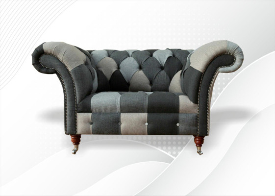 Chesterfield Design Divano in tessuto Poltrona 1,5 posti Divani Imbottiti Lounge Club Nuovi