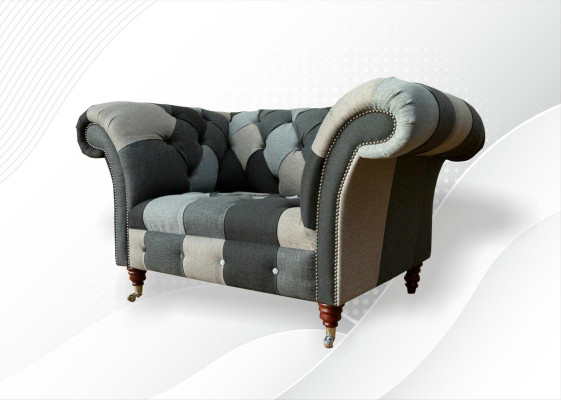 Chesterfield Design Divano in tessuto Poltrona 1,5 posti Divani Imbottiti Lounge Club Nuovi