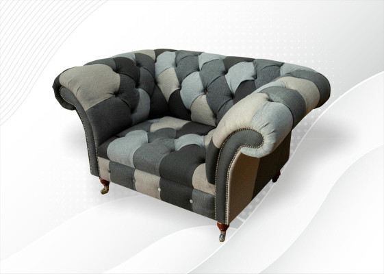 Chesterfield Design Divano in tessuto Poltrona 1,5 posti Divani Imbottiti Lounge Club Nuovi