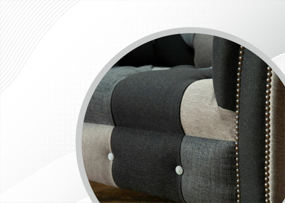 Chesterfield Design Divano in tessuto Poltrona 1,5 posti Divani Imbottiti Lounge Club Nuovi
