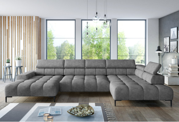 Tessuto divano a U divano angolare soggiorno divano angolare funzione letto design moderno divano tessile