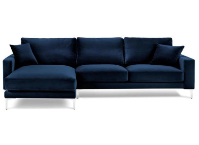 Divano ad angolo Blu Salotto Divano d'angolo Composizione di mobili imbottiti Mobili italiani di design.