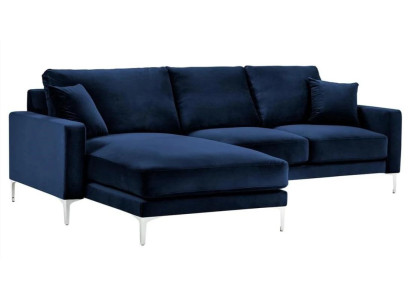 Divano ad angolo Blu Salotto Divano d'angolo Composizione di mobili imbottiti Mobili italiani di design.