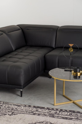 Design imbottito Moderno Letto in Pelle con Funzione Letto Grigio Tessuto Divano ad Angolo a L-Forma Sofà