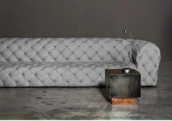 Grigio Chesterfield Soggiorno Design Moderno Divani Divano Mobili Tessuto Grande xxl Nuovo