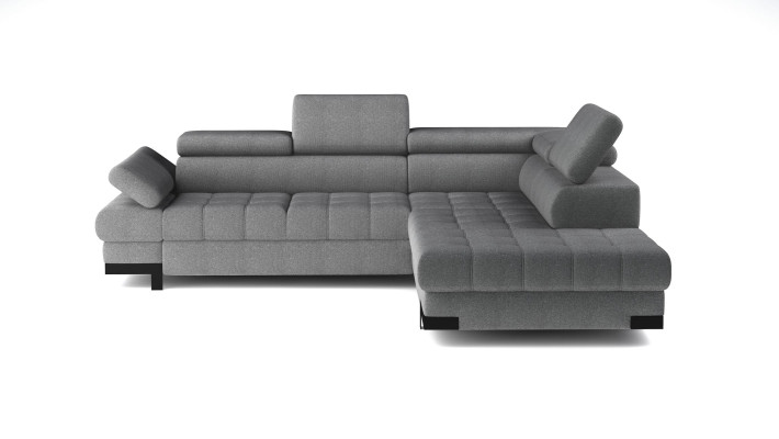Grigio Divano ad angolo a L in tessuto in pelle design.