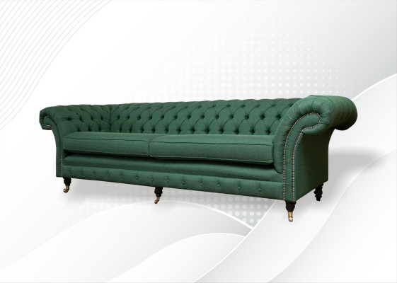 Chesterfield divano a 4 posti verde scuro soggiorno design divani sofa grande arredamento tessuto