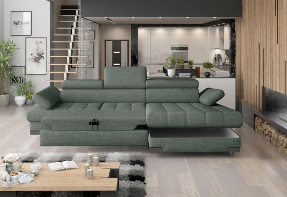 Divano ad angolo Divano Divano Imbottitura Salotto Tessuto Divani ad angolo Verde Forma a L Couches