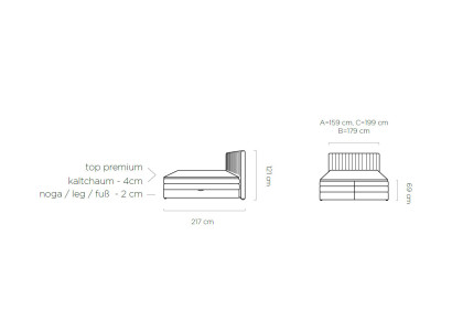 Boxspring letto matrimoniale 180x200cm doppio hotel tessuto camera da letto letto imbottito nuovo.