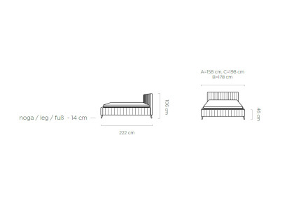 Lusso dell'hotel in tessuto da letto design 180x200 meccanismo letto imbottito.