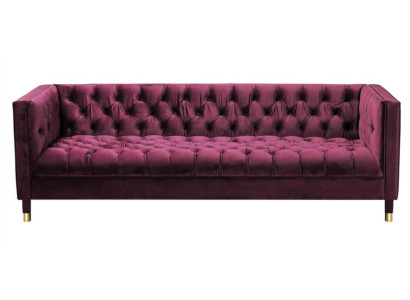 Burgund divano a tre posti in tessuto per il salotto, design Chesterfield, nuovo.