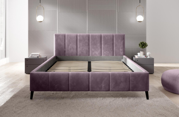 Letto Camera da letto Letti 180x200 Letto imbottito Design doppio Mobili per hotel Velluto Nuovo