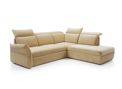 Divano angolare a L beige con funzione letto, set di divani a forma di L per soggiorno