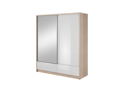 Guardaroba 180 cm con ripiani, armadio, archiviazione, ante scorrevoli, scrivania con ante scorrevoli.