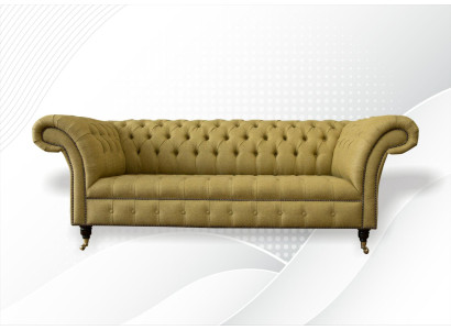 Chesterfield divano 3 posti giallo design salotto divani imbottiti divani tessili