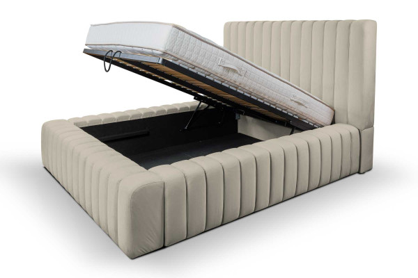 Lussuosa camera da letto Letto Matrimoniale in Legno Letto Imbottito Cornice del Letto beige
