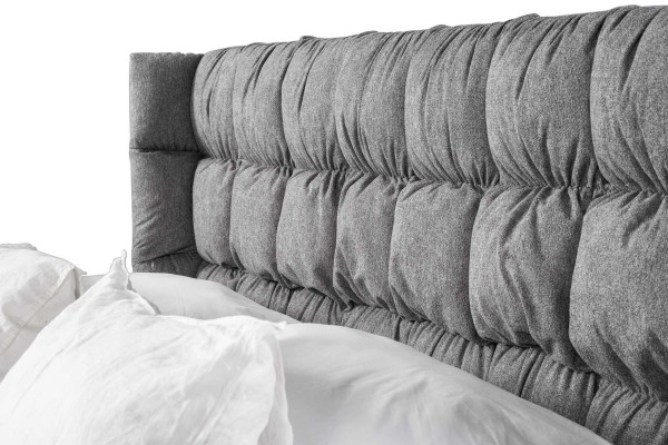 Letto matrimoniale grigio Design classico della camera da letto Materasso elegante in tessuto