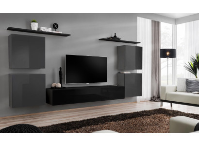 Set da soggiorno di lusso a 7 pezzi con mensola in legno per parete, arredamento nuovo. Set da soggiorno di lusso di 7 pezzi con mensola in legno per parete, mobili nuovi.