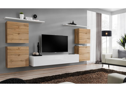 Soggiorno di lusso con parete attrezzata tv, armadio a parete, scaffale tv in legno, nuovi scaffali da parete.