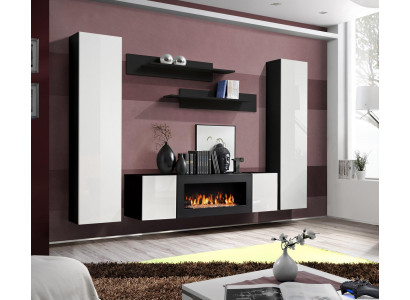 Mobili da soggiorno completi, parete attrezzata, credenza, mensole a muro, arredamento di lusso.