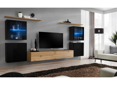 Soggiorno 4x parete armadio parete soggiorno TV stand design moderno set 7 pezzi nuovo