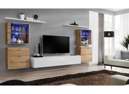 Lussuoso parete attrezzata bianca gruppo design moderno soggiorno mobili supporto TV