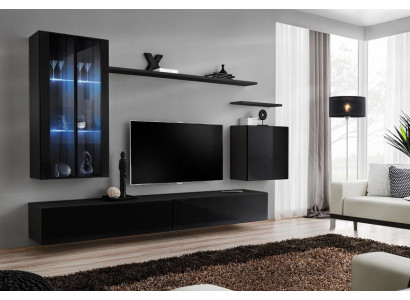 Mobili da soggiorno Parete attrezzata Armadio a muro Madia Nero Lusso Mobili in legno