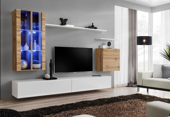 Bianco nuovo parete attrezzata TV cabinet armadietto in legno stile di lusso moderno.