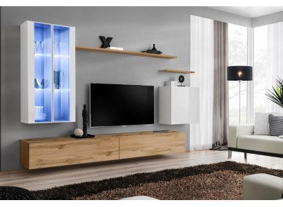Mobili in legno, mobile TV, armadio a muro, arredamento soggiorno, set completo stile designer.
