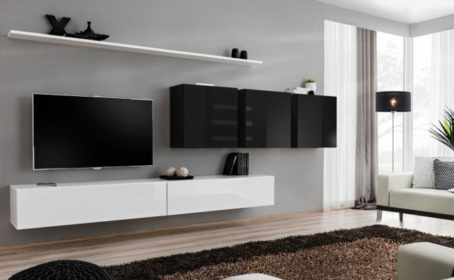 Mobile porta TV bianco 2x, credenza, mobile da soggiorno, armadio a parete, designatore.
