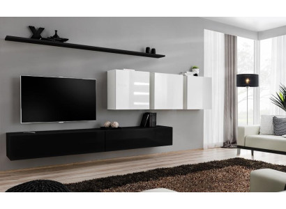 Mobili da soggiorno moderni di design in legno nero, mobile porta TV