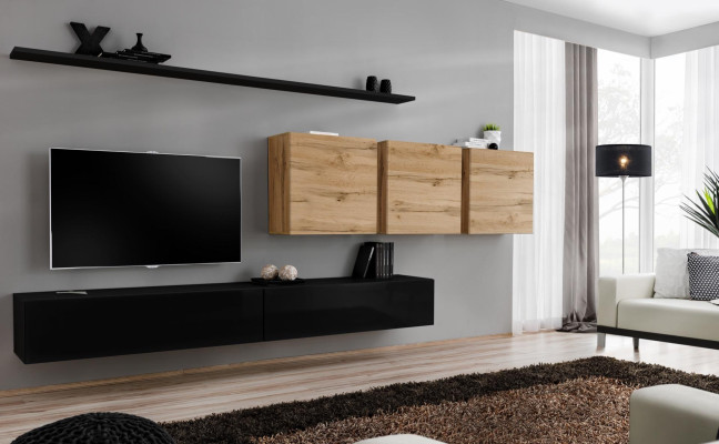 Set completo di 7 pezzi, mobile porta TV sideboard, mobili da soggiorno moderni.