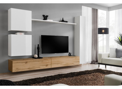 Set completo di mobili da soggiorno bianchi, parete attrezzata, scaffale, lussuoso armadio a parete, nuovo