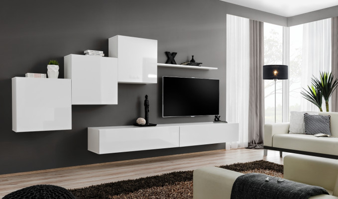 Mobile porta TV Bianco, credenza, scaffali per il soggiorno moderni in legno nuovo.