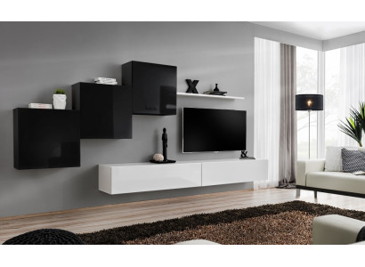 Soggiorno completo di design 3x armadi sospesi Bianco Sideboard 6 pezzi Sistema da parete Nuovo