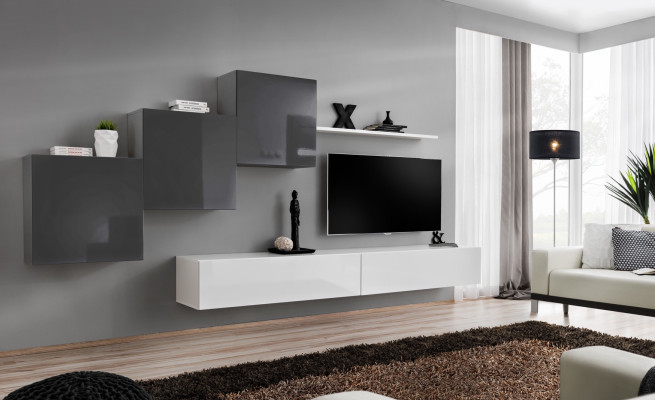 Soggiorno di lusso, parete attrezzata TV, supporto, arredamento, design moderno di mensola da parete.