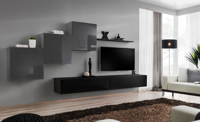 Mobile porta TV nero moderno con soggiorno e mobili da soggiorno nuovi