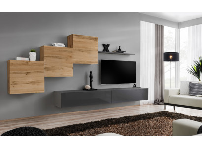 Mobili da soggiorno di design Scaffale grigio per TV Supporto TV moderno Mensola a parete