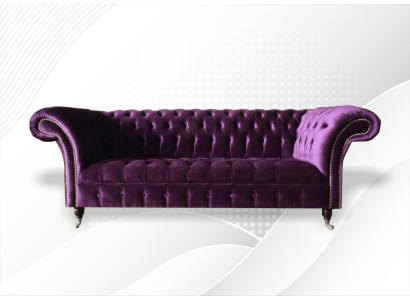 Chesterfield divano a 3 posti viola in stoffa design divani imbottiti divani nuovi in tessuto.