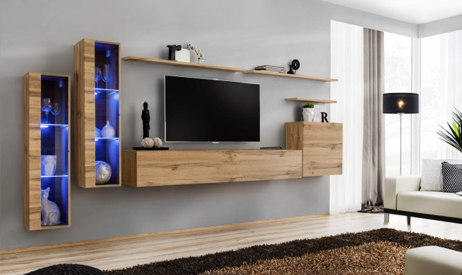 Set di mobili per soggiorno 7 pezzi di lusso Mobili di design Armadio a muro Mensola a muro
