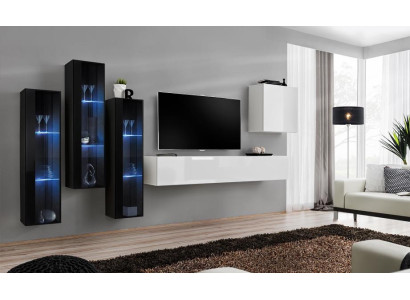 Nuovo soggiorno parete attrezzata lucida mobile in legno armadio mobili moderni 5 pezzi