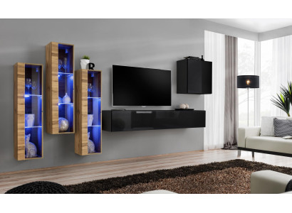 Mobile soggiorno Lusso in legno nero lucido per TV completamente nuovo